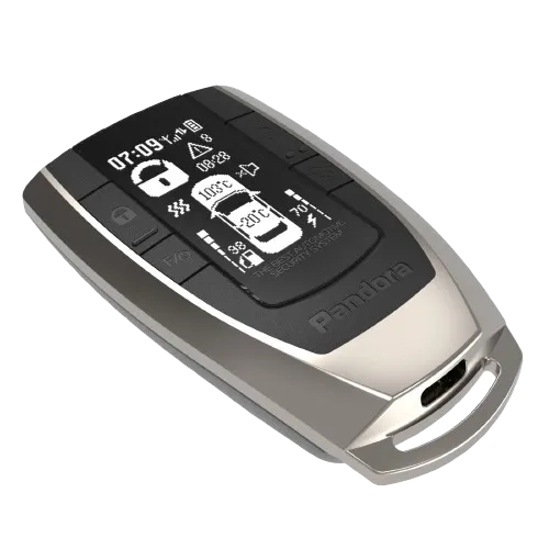 Pandora Elite two way remote control with OLED display showing vehicle status