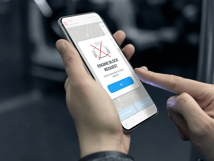 Meta Trak app asking to confirm an engine block request