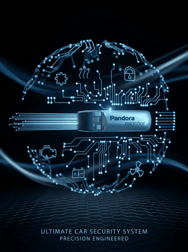 Pandora Microbot unit shown with the vehicle data connections it blocks