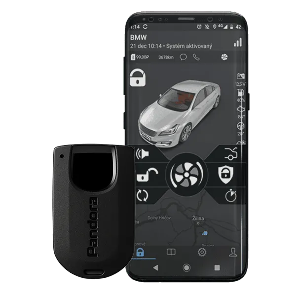 Pandora Smart Pro control unit shown alongside the smartphone app